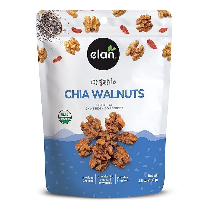 Introducing our tangy and nutritious blend of organic walnuts, Goji berries, and chia seeds! This delicious mixture is not only certified organic, but also gluten-free, GMO-free, vegan, and Kosher, making it suitable for a variety of dietary preferences.