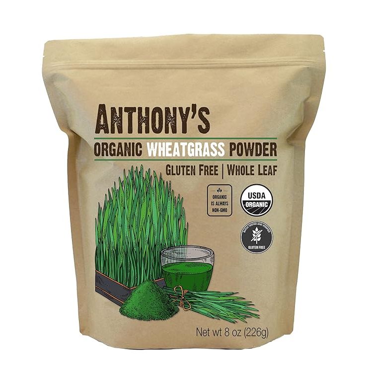 Anthony's Organic Wheatgrass Powder is a high-quality superfood supplement that is made from whole leaf wheatgrass grown in the USA. It comes in an 8 oz package and is certified organic, gluten-free, non-GMO, and free from any additives or preservatives.