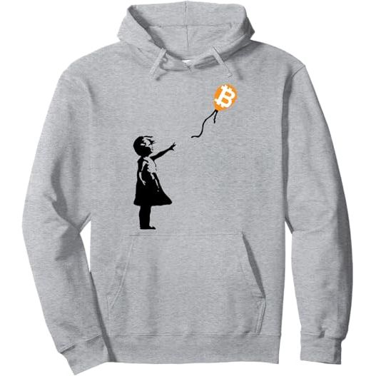 Girl with btc balloon crypto bitcoin for cypherpunks Pullover Hoodie image