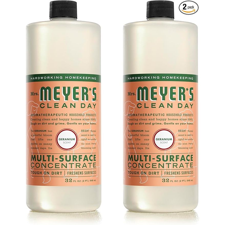 Mrs. Meyer's Clean Day Multi-Surface Cleaner Concentrate is a natural and plant-derived cleaning solution that is environmentally friendly and safe for use around your home. This concentrated formula can be diluted with water and used to clean a variety of surfaces including floors, tile, counters, and more.