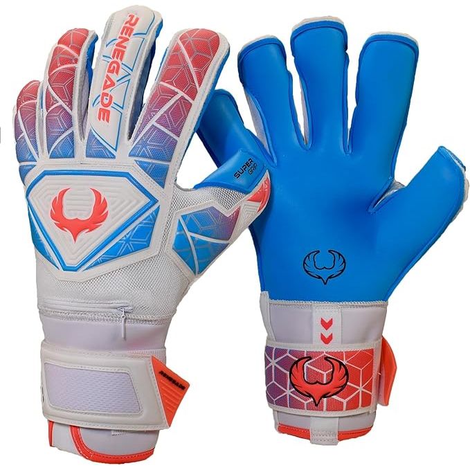 The Renegade GK Vortex Goalie Gloves are designed for goalkeepers of all skill levels, offering superior protection and grip on the field. The gloves feature a 3.5+3mm Hyper Grip latex palm that provides excellent tackiness and durability, while the Super Mesh backhand ensures breathability and flexibility.