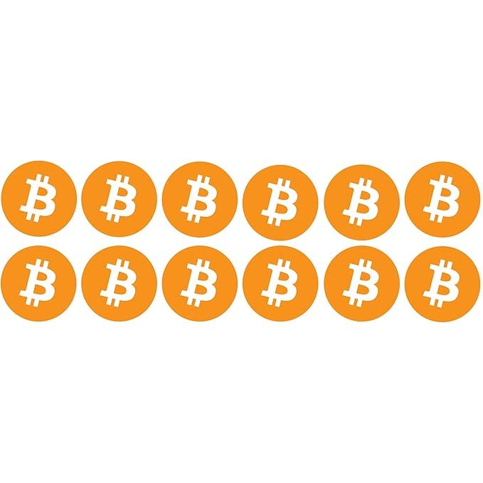 The 12 Pack Bitcoin Logo Sticker is a set of small vinyl decals featuring the iconic BTC symbol. Each sticker measures 1" x 1" and is suitable for decorating various surfaces such as laptops, phones, cars, and more. These stickers are perfect for showcasing your support for Bitcoin and the cryptocurrency movement.