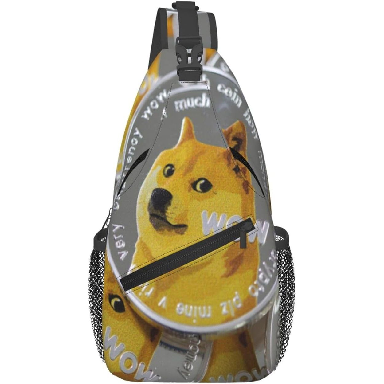 The Sling Backpack Dog-Dogecoin-Shiba-Inu Crossbody Chest Bag is a versatile and practical accessory for dog owners and cryptocurrency enthusiasts alike. This chest bag is designed for travel, sports, running, hiking, and other outdoor activities. Its compact and lightweight design makes it easy to carry and convenient to use.