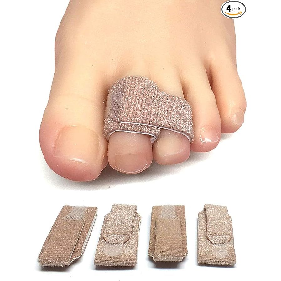 ZenToes Reusable Fabric Buddy Wraps are designed to provide support and relief for broken toes and hammertoes. This pack includes 4 beige wraps made from soft and stretchy fabric that can be easily adjusted to fit comfortably on any toe size.