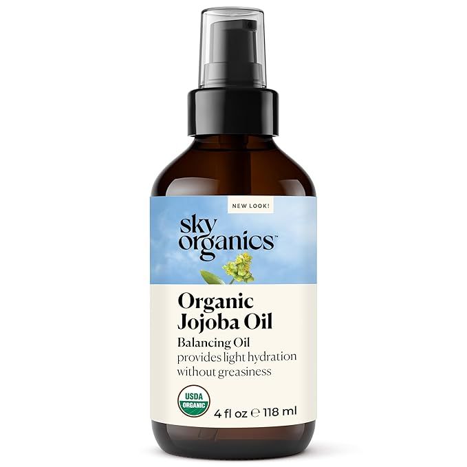 Sky Organics Organic Jojoba Oil is a 100% pure and cold-pressed oil that is USDA certified organic. It is unrefined, making it a natural and high-quality option for skin, hair, and nails. The oil is known for its balancing properties, making it suitable for both oily and dry skin types.