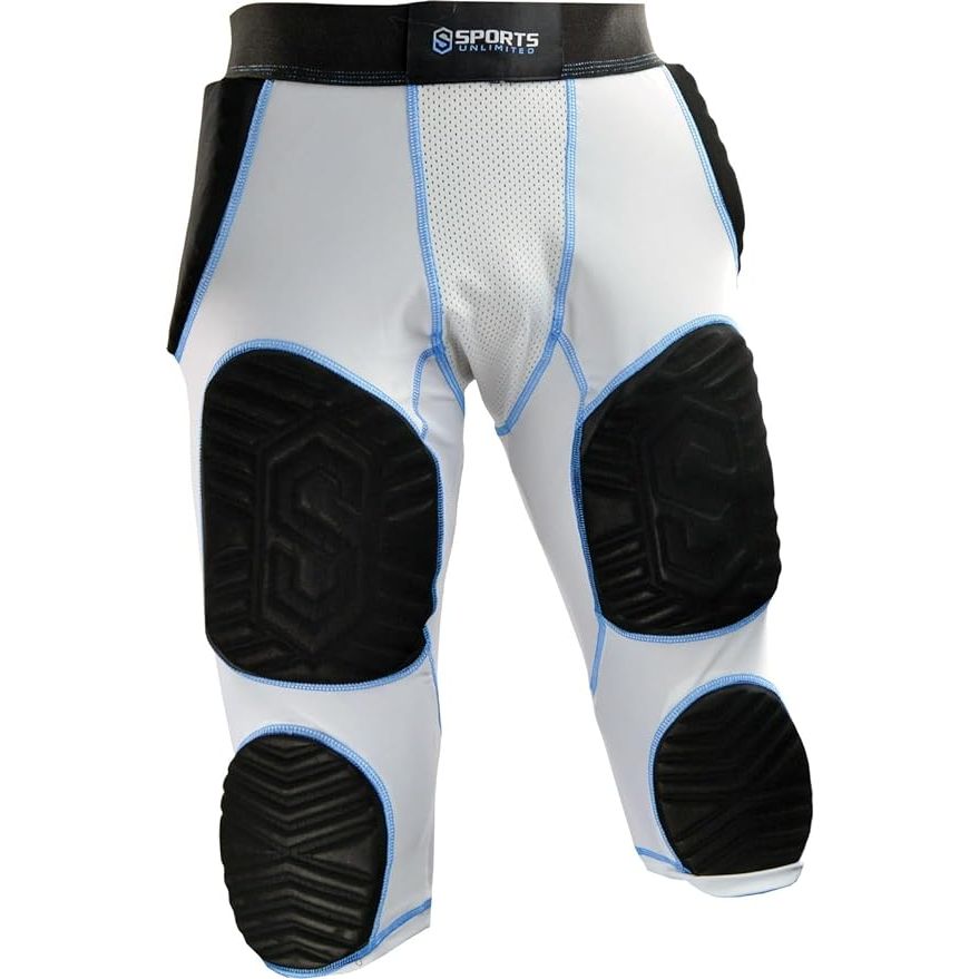 The Sports Unlimited Adult 7 Pad Integrated Football Girdle is designed to provide maximum protection and comfort for football players during games and practices. The girdle features seven integrated pads strategically placed on the thighs, hips, and tailbone to absorb impact and reduce the risk of injury.