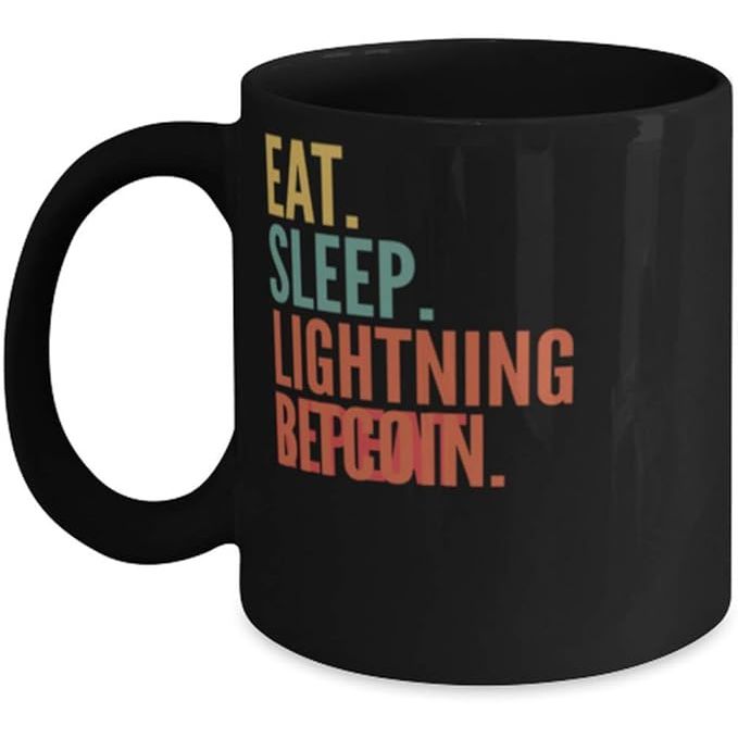 Lightning Bitcoin Crypto, Eat Sleep Lightning Bitcoin Repeat Mug 11oz, black image