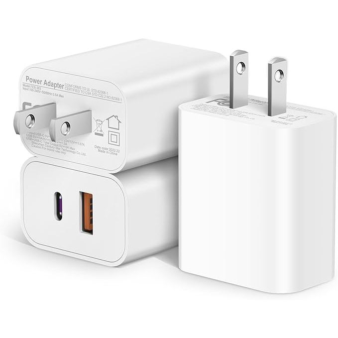 Introducing the Coreykin 20W Dual Port USB-C Charger, an innovative solution designed to streamline your charging needs with its high-speed capabilities and dual port design. This charger block boasts 20W of output power and features both USB-C and USB-A ports, allowing you to charge two devices simultaneously at an impressive speed.