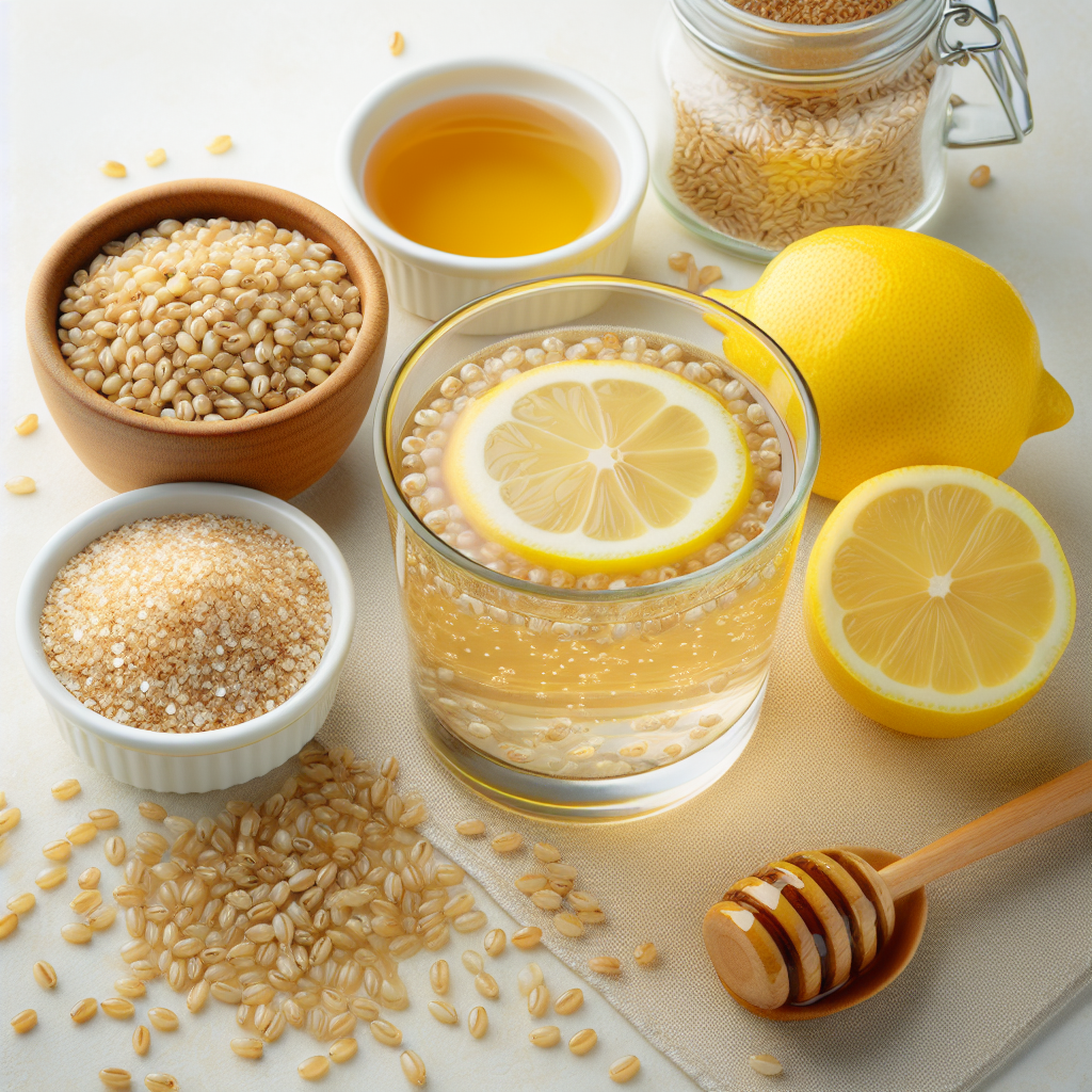 Barley water is a traditional and refreshing drink that is made by boiling pearl barley, straining it, and then flavoring the water with lemon juice and honey or sugar. The drink is believed to have various health benefits, including aiding digestion and acting as a diuretic.