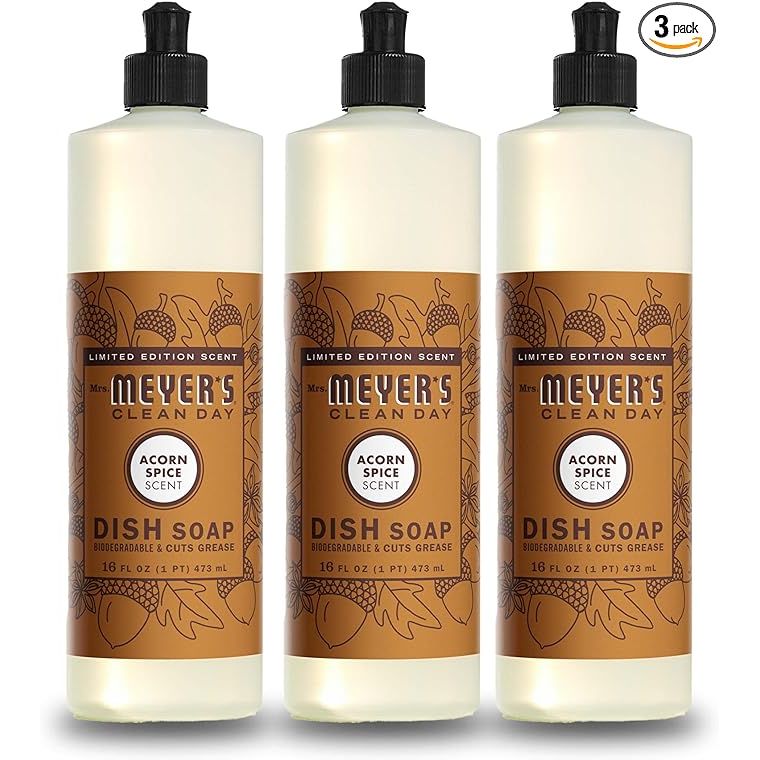 MRS. MEYER'S CLEAN DAY Liquid Dish Soap is a popular and highly rated dish soap that is known for its effectiveness in cutting through grease and grime. This limited edition Acorn Spice scent adds a lovely seasonal touch to your dishwashing routine.