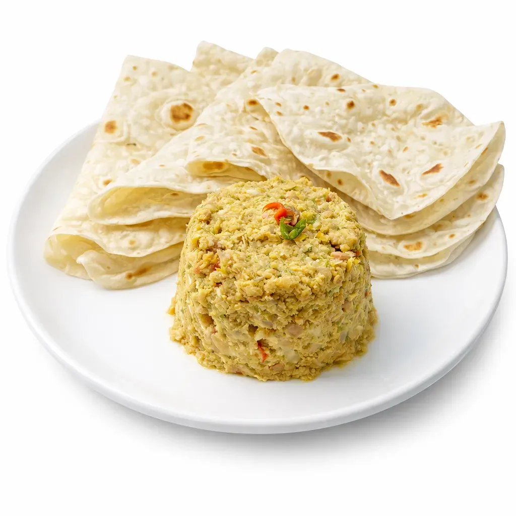 A traditional Maldivian breakfast dish featuring a blend of cooked pumpkin, tuna, and fresh coconut, enhanced with spices and herbs.