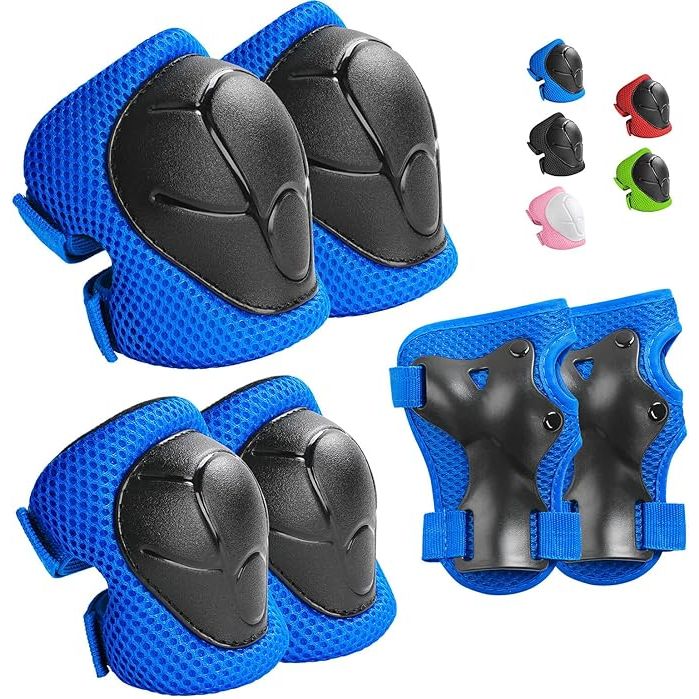 The Kids Protective Gear Set is designed for children aged 3-14 years old and includes knee pads, elbow pads, and wrist guards to provide full protection while skating, cycling, bike riding, rollerblading, or using a scooter.