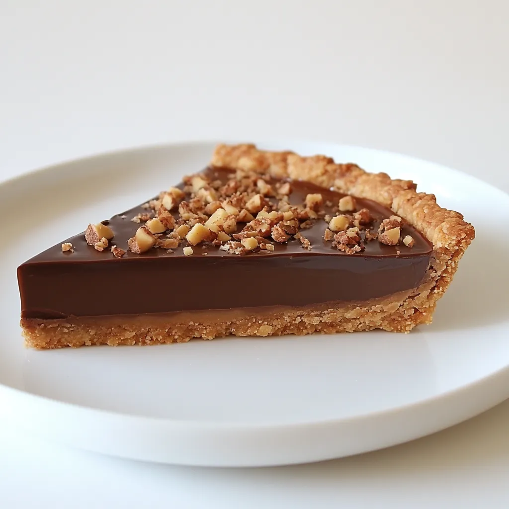 This indulgent Chocolate Tart features a rich and creamy chocolate filling encased in a buttery hazelnut crust. The tart begins with a homemade pastry crust blended with ground hazelnuts, which provides a unique nutty texture and depth of flavor to complement the chocolate.