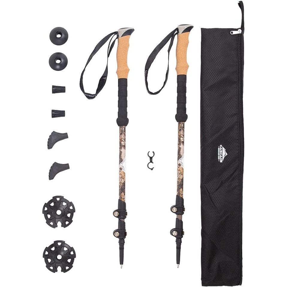 Cascade Mountain Tech Trekking Poles are lightweight and durable hiking sticks made of carbon fiber, making them perfect for avid hikers and outdoor enthusiasts. These poles are designed with quick adjustable locks, allowing users to easily change the height of the pole to accommodate different terrains or preferences.