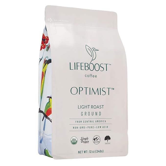 Lifeboost Coffee Light Roast Ground Coffee is a premium coffee option that boasts low acidity for a smoother taste. This single origin USDA organic ground coffee is made from non-GMO coffee beans, ensuring a high-quality product.