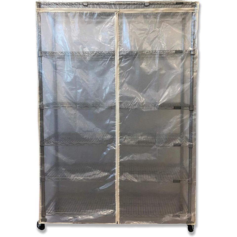 The FORMOSA COVERS Storage Shelving Unit Cover is a versatile solution for protecting your shelving units from dust, dirt, and other elements. The cover is made from a durable see-through mesh PVC material, allowing you to easily see what items are stored on the shelves without having to uncover them.