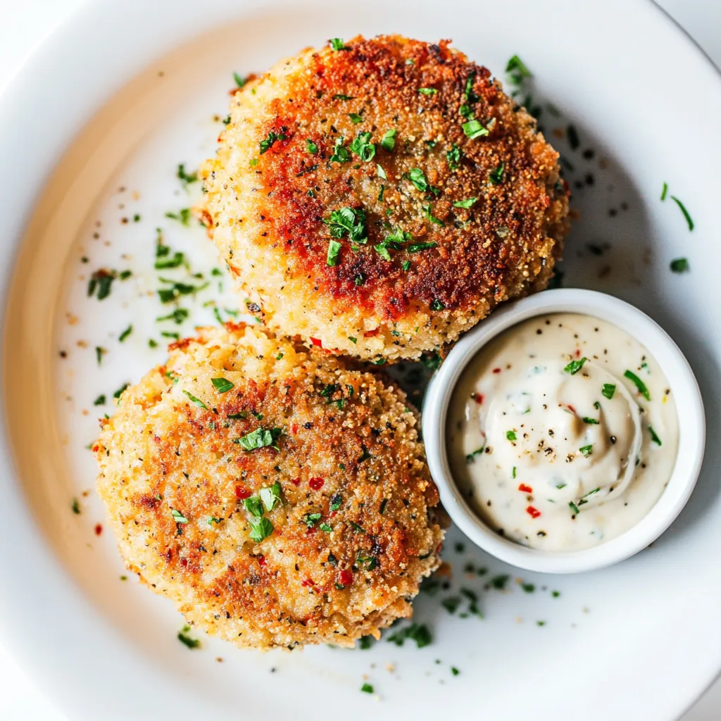 Cajun Crab Cakes are a festive dish that feature lumps of tender crab meat combined with a spicy blend of Cajun seasoning, breadcrumbs, and fresh herbs. The mixture is formed into patties and pan-fried to golden perfection, offering a crispy exterior and a succulent, flavorful interior. Typically served with a side of remoulade or a zesty lemon aioli, these crab cakes make for a delicious appetizer or light entrée that is sure to impress at any gathering. This dish is a nod to the rich culinary heritage of the American South, bringing the bold flavors of Cajun cuisine to your plate. Description by ChatGPT.