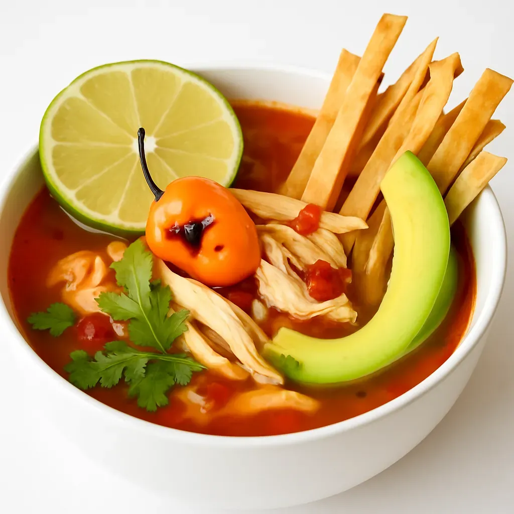 Experience the authentic flavors of the Yucatán Peninsula with Sopa de Lima, a traditional and hearty lime soup that combines seasoned chicken broth with fresh Yucatecan limes, crispy tortilla strips, and vibrant garnishes.