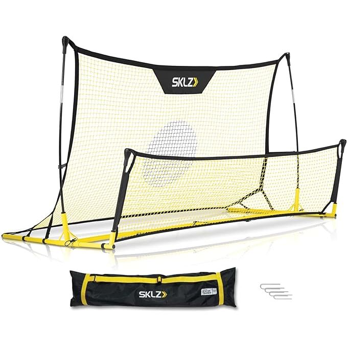 The SKLZ Quickster Soccer Trainer is a portable rebounder net designed to help players improve their skills in various aspects of the game, such as volleying, passing, and solo training. This versatile training tool is suitable for players of all skill levels, from beginners to advanced professionals.