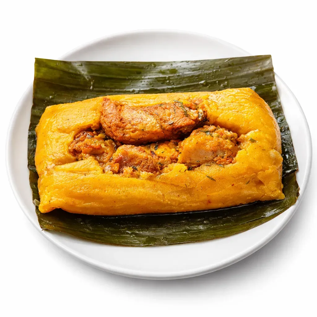 Experience the rich flavors of Ecuador with traditional pork tamales, wrapped in banana leaves and infused with achiote and cilantro. Perfect for breakfast, snacks, or light meals.