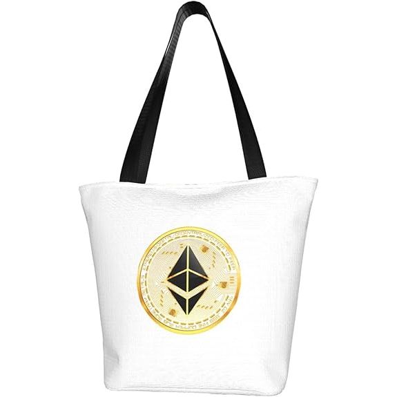 Rqwaaed Flag of Ethereum Women'S Casual One Shoulder Carry Shopping Bag Large Capacity Working Storage Handbag image