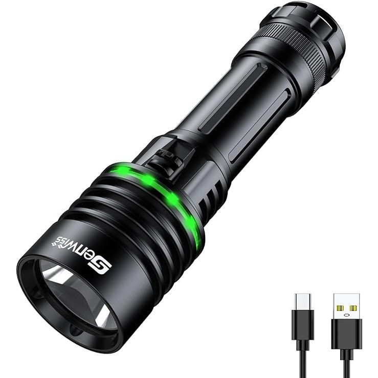 The Scuba Diving Flashlight Dive Torch is a powerful underwater light designed for scuba diving and other underwater activities. With a brightness of 2000 lumens, it provides a bright and clear beam of light to illuminate the dark depths of the ocean. The flashlight features an XM-L2 LED bulb, known for its high performance and energy efficiency.