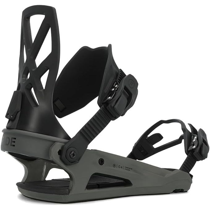 The Ride C-4 Men's Snowboard Bindings are designed for high performance on the slopes. They feature a lightweight aluminum chassis that provides durability and responsiveness. The bindings also have a customizable fit thanks to the adjustable toe and ankle straps, as well as the quick-release ratchets for easy entry and exit.