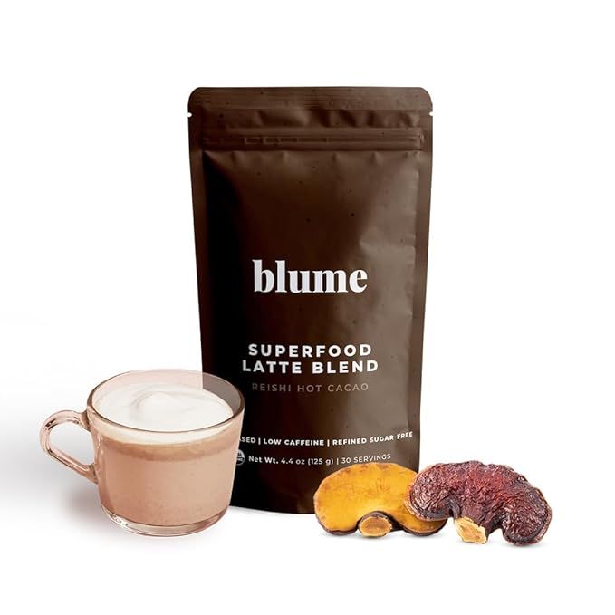 Blume Reishi Hot Cocoa Blend is a stress-soothing superfoods mushroom latte that combines the richness of organic cacao with the health benefits of reishi mushrooms and brain-boosting adaptogens. This delicious beverage is made with all organic, vegan, and keto-friendly ingredients, making it suitable for a wide range of dietary preferences.