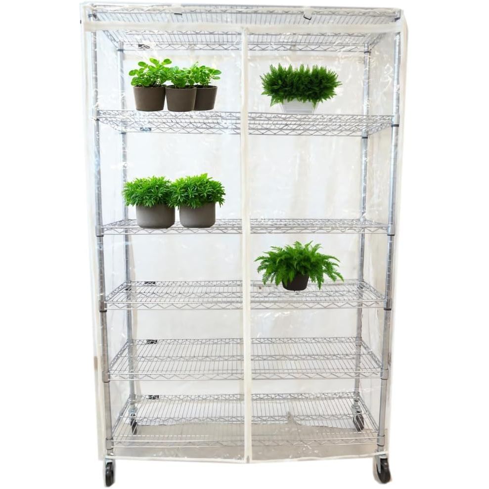 The Formosa Covers Premium All Clear See Through Wire Shelf Cover is a heavy-duty storage solution designed for wire shelving racks measuring 48” wide, 18” deep, and 72” high. Made from waterproof PVC material, this cover is durable and can protect your items from dust, dirt, and moisture, helping to keep your space clean and organized.