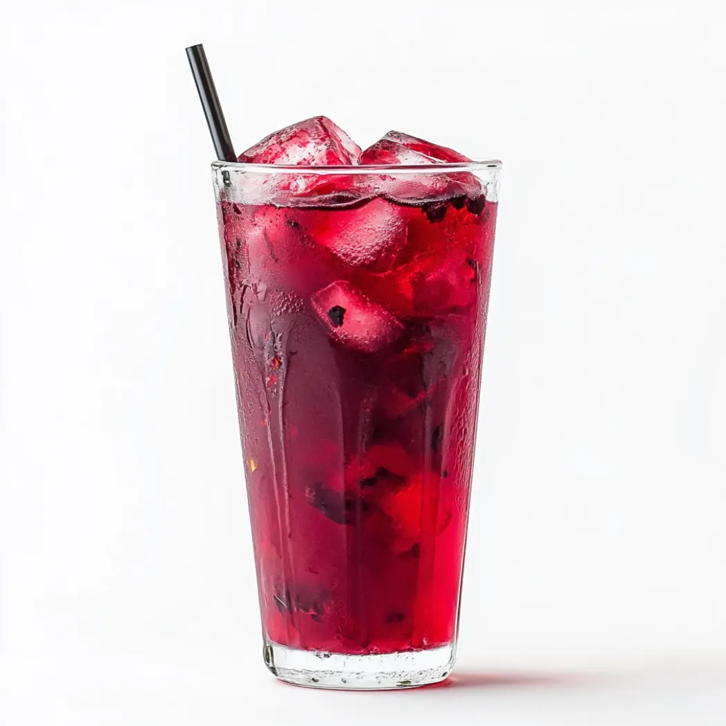 Iced Hibiscus Coffee is a refreshing and exotic twist on traditional iced coffee. This beverage combines the bold, rich flavor of cold brew coffee with the tart, cranberry-like flavor of hibiscus tea. The drink starts with steeping dried hibiscus flowers in hot water, then cooling the infusion to create a vibrant, magenta-colored hibiscus tea.