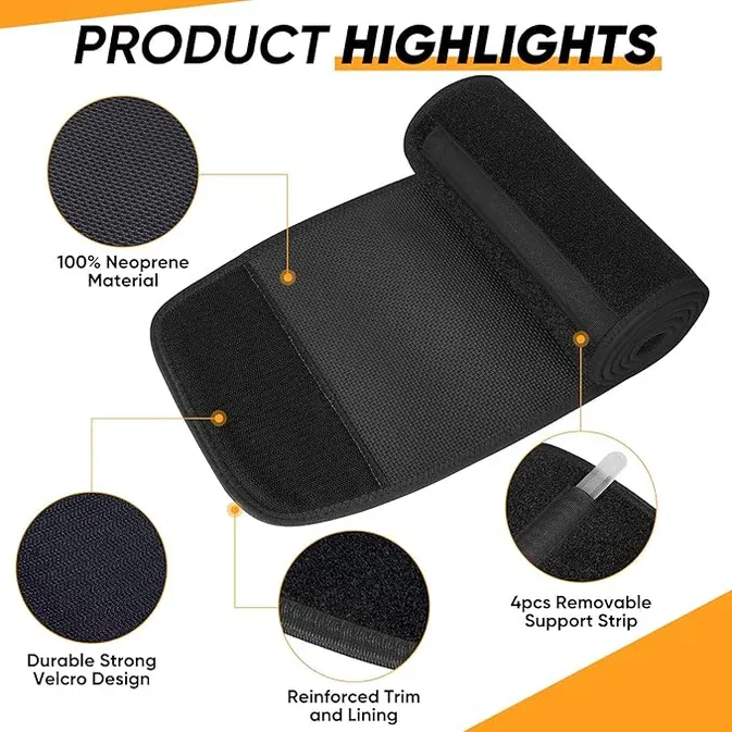 The Neoprene Waist Trainer Belt is designed as a fitness accessory that aids in waist trimming and body sculpting. Made from neoprene material, it is intended to enhance sweating during physical activities, which may contribute to fat burning around the midsection. This can potentially help wearers achieve a slimmer waistline over time. The belt often comes with adjustable straps, ensuring a snug fit for various body types and providing users with comfort and flexibility during workouts.