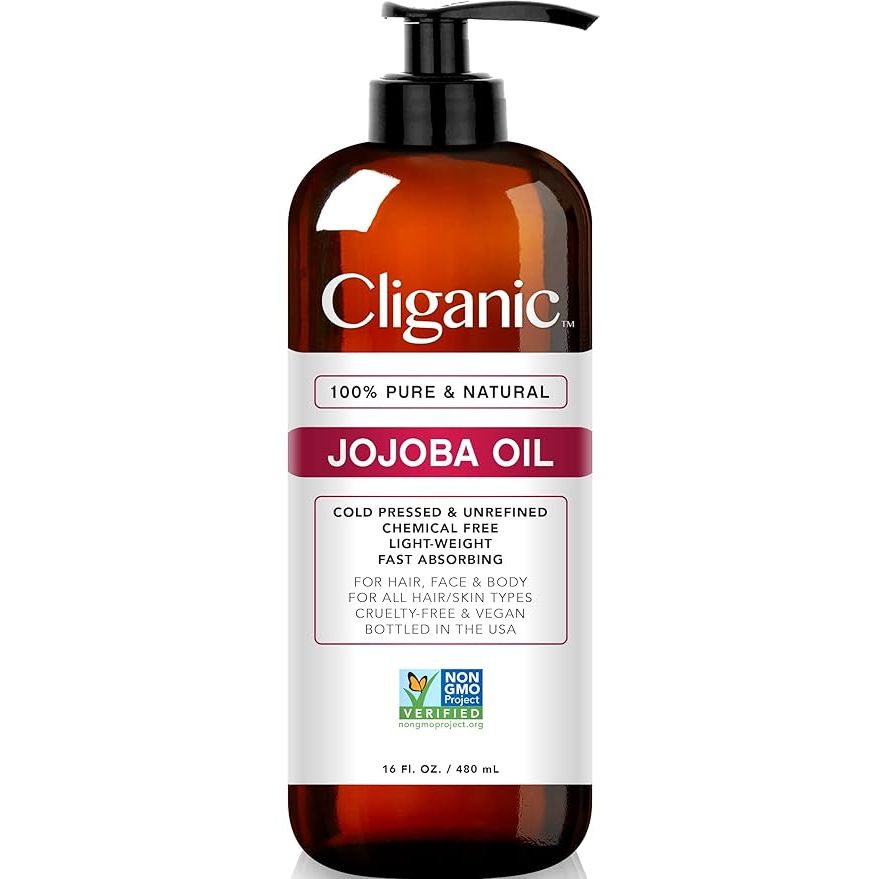 Cliganic Jojoba Oil is a premium quality, non-GMO, bulk 16oz product that is 100% pure, natural, cold pressed, and unrefined. It is specifically designed for use on hair and face to provide nourishment and hydration.