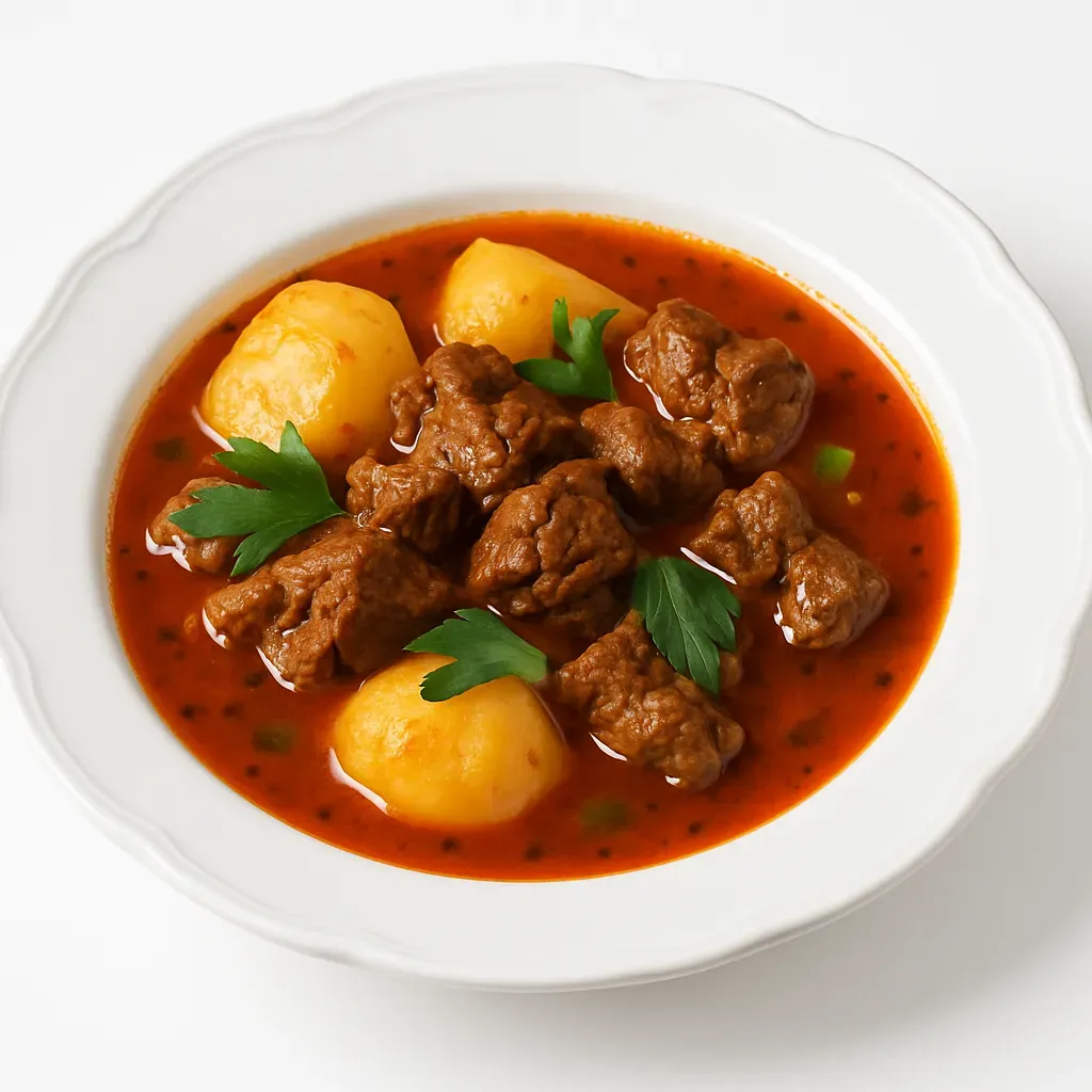 A comforting and hearty dish from Austria, characterized by its rich flavor derived from caramelized onions and paprika, perfect for family meals.