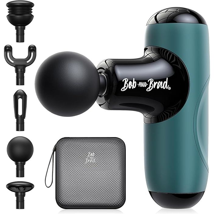 The BOB AND BRAD Q2 Mini Massage Gun is a pocket-sized deep tissue massager gun that provides portable percussion muscle massage on-the-go. This ultra small and quiet muscle massage gun is designed for convenient use anytime and anywhere, making it perfect for travel, work, or home use. It comes with a carry case for easy storage and transport.