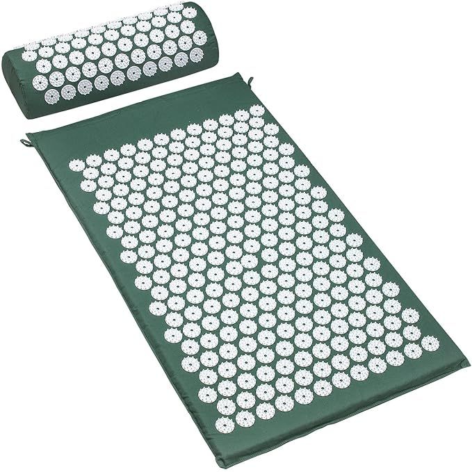 The Sivan Acupressure Mat and Pillow Set is designed to provide relief for chronic back and neck pain. The set consists of a mat and pillow with thousands of acupressure points that target specific pressure points on the body to help alleviate pain and tension.