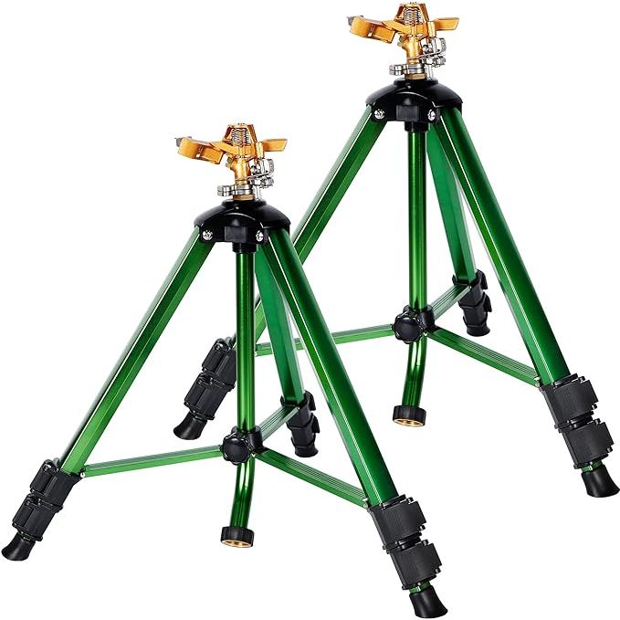 Our tripod garden sprinkler is the perfect solution for effective and efficient lawn and garden irrigation. Made of high-quality materials, this sprinkler features a heavy duty brass sprinkler head and solid alloy metal tripod that is rust-proof and built to last.