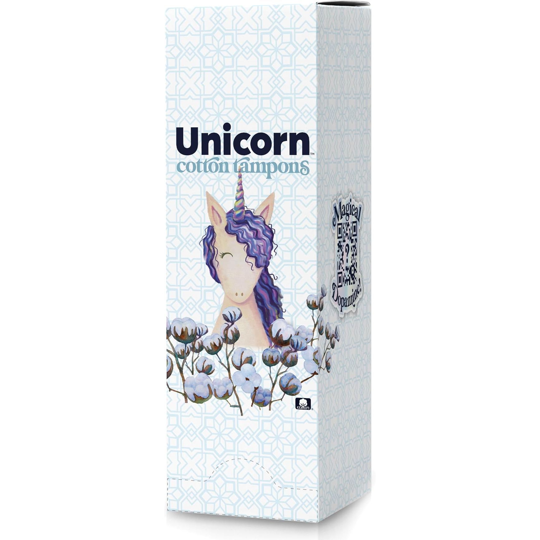 UNICORN Tampons are organic plant-based tampons that come in a compact applicator design. This pack contains 60 regular cotton tampons and comes in a pack of 6, providing a total of 360 tampons. The tampons are made with organic cotton, making them gentle on the skin and environmentally friendly.