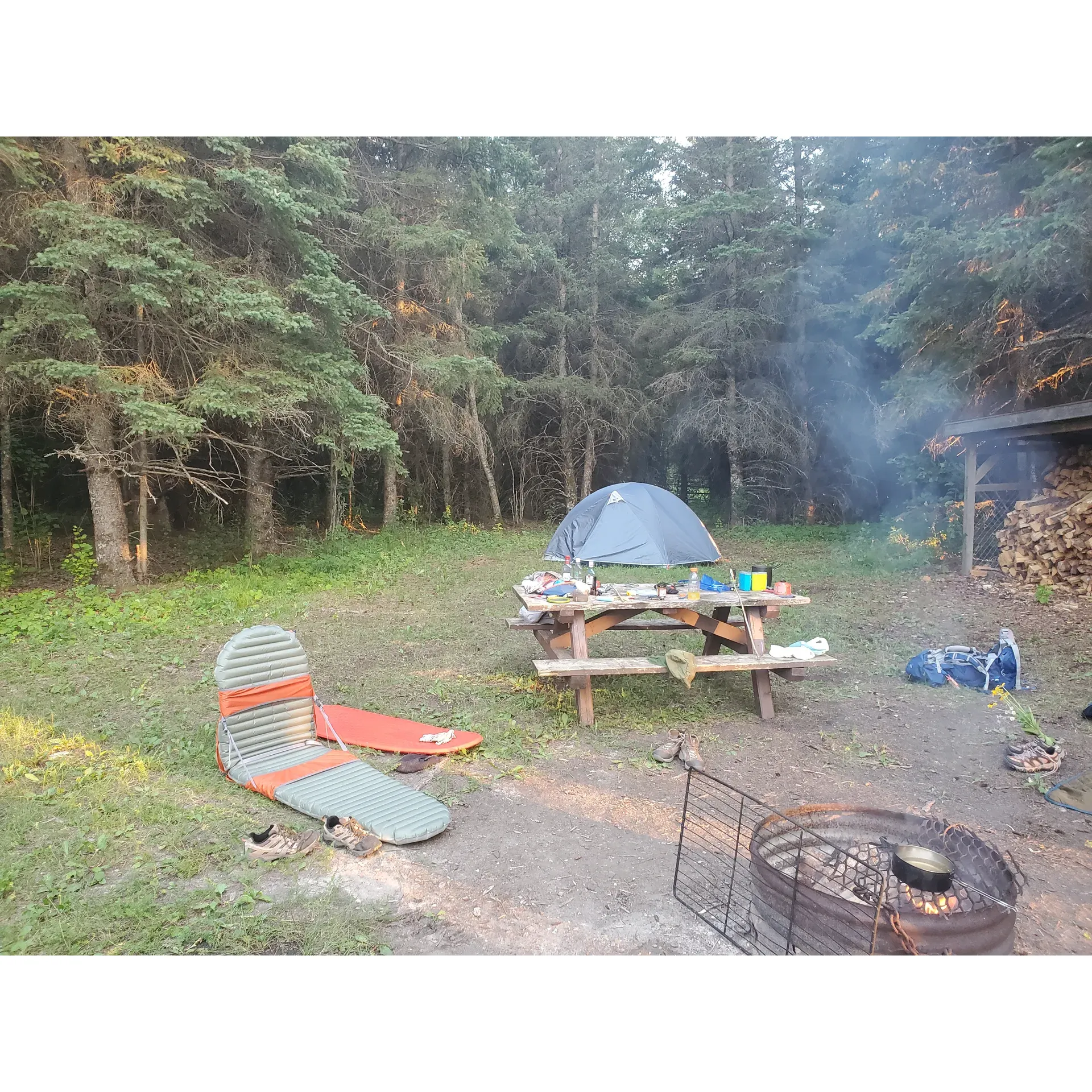 Gunn Creek Campground offers outdoor enthusiasts a tranquil retreat with its prime location known for minimal insect disturbances and awe-inspiring sunsets, perfect for campers looking to enjoy nature without the inconvenience of pesky bugs. The campground is conveniently located near a water source just across from the welcome area, where with a short venture through the natural landscape, campers can find the fresher waters beyond the beaver dams. While adventurers are encouraged to engage with the wild surroundings, it is recommended to come prepared with water filtration and purification methods to ensure a safe and enjoyable experience. With its serene environment and beautiful backdrops, Gunn Creek Campground is a great choice for campers seeking a peaceful outdoor getaway. Description by ChatGPT.