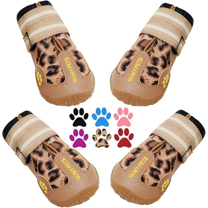 QUMY Dog Shoes are designed specifically for large and medium-sized dogs to protect their paws in various weather conditions. These dog boots are perfect for winter snow days, summer hot pavements, and rainy weather as they provide waterproof and anti-slip soles for added traction.