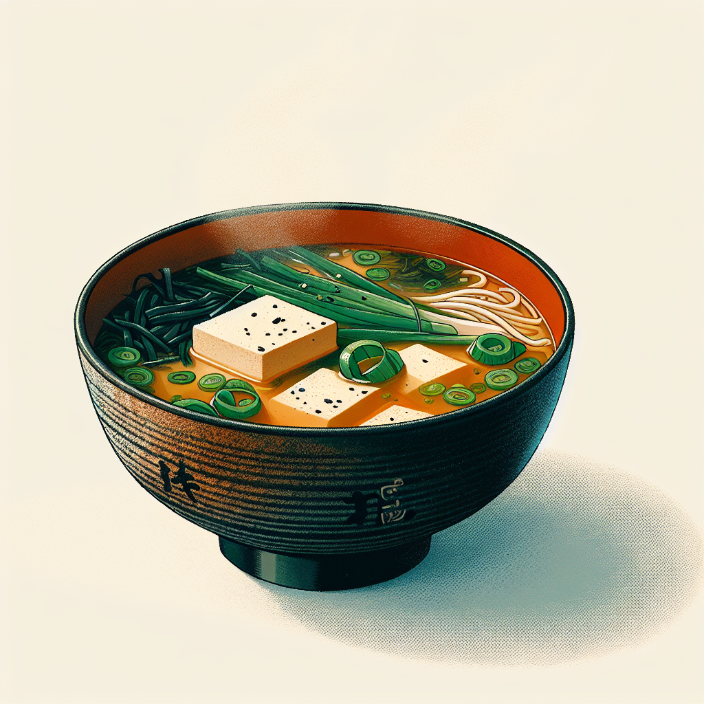 Traditional Miso Soup is a timeless Japanese soup, popular for its health benefits and savory umami flavor. It is typically prepared with a dashi stock base, into which miso paste, a fermented soybean paste, is dissolved.