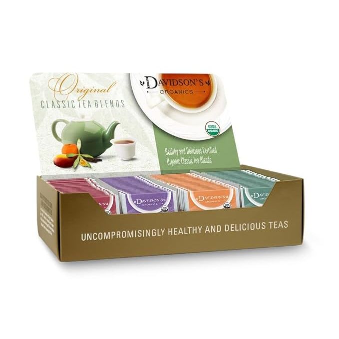 Davidson's Organics is a family-owned company that specializes in crafting high-quality organic teas. Their Assorted Classics collection features a variety of popular tea flavors in individually wrapped tea bags for convenience and freshness.