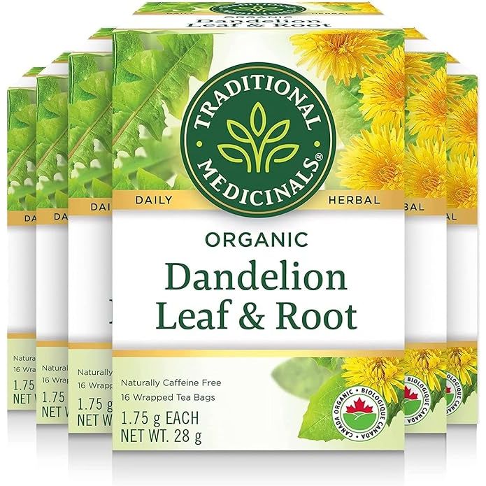 Traditional Medicinals Dandelion Leaf & Root tea is a popular herbal remedy that is known for its digestive health benefits. This particular product comes in a pack of 16 tea bags, with a total of 6 packs included in each order. The tea bags are individually wrapped for freshness and convenience.