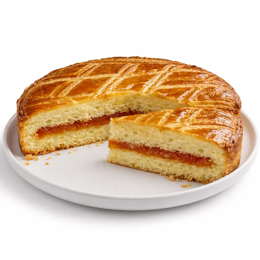 A classic French butter cake with a rich, tender crumb and a luscious apricot filling, perfect for gatherings.