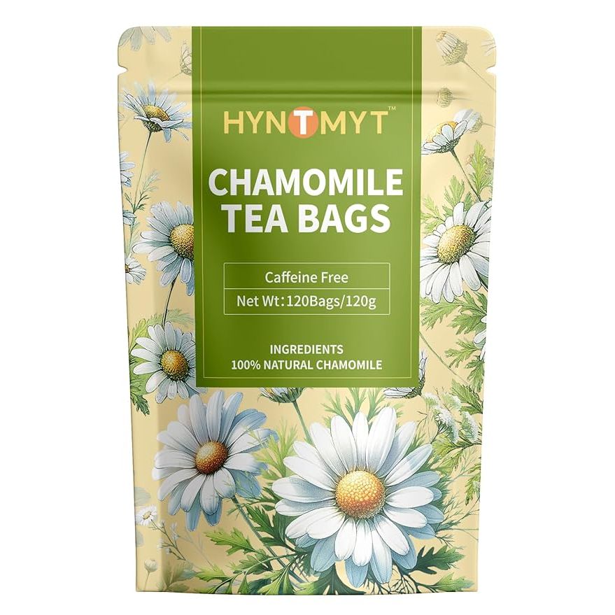 HYNTMYT Chamomile Tea Bags are made of natural and pure chamomile flowers, with each tea bag containing 1g of dried chamomile. This herbal tea is caffeine-free, making it a great choice for those looking to reduce their caffeine intake or enjoy a calming drink before bed.