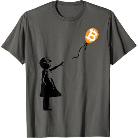 Girl with btc balloon crypto bitcoin for cypherpunks T-Shirt image