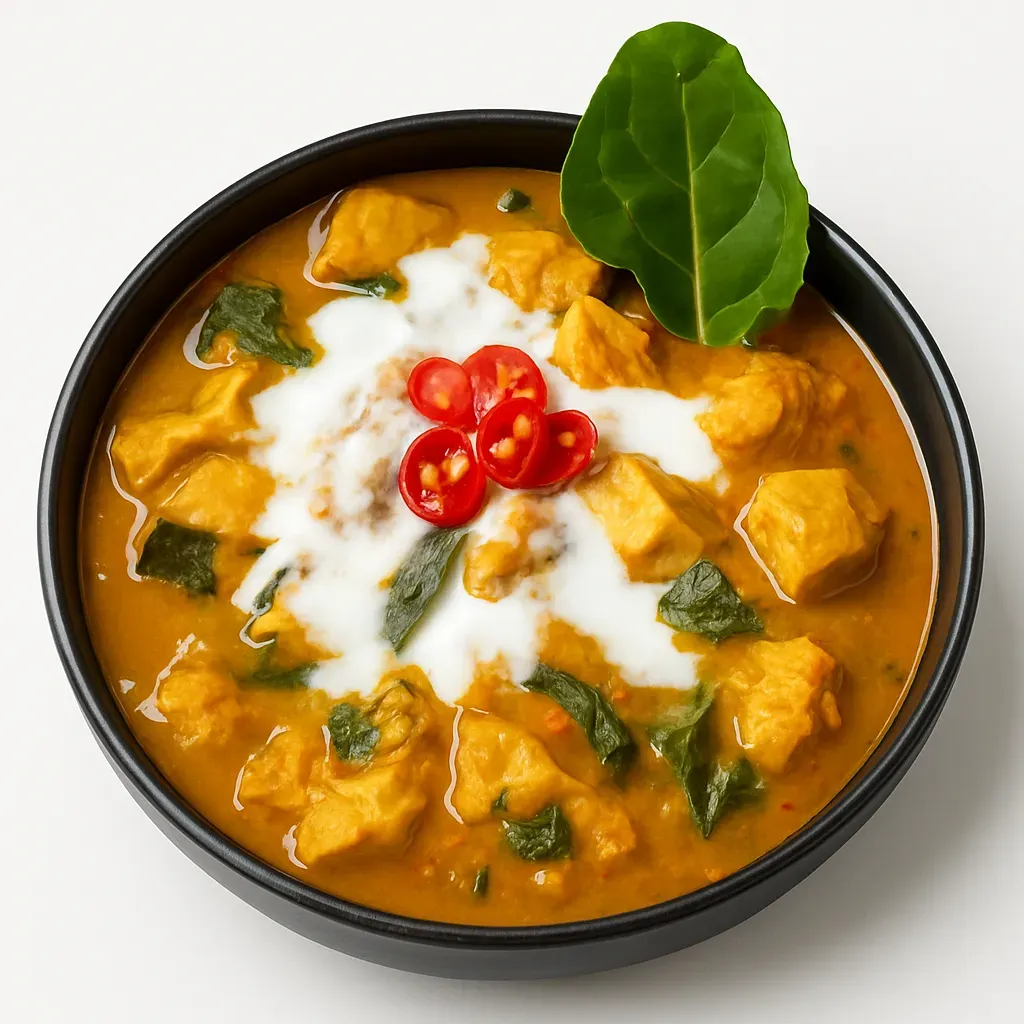 Cambodian Chicken Amok is a traditional dish that features chicken cooked in a rich and fragrant coconut milk sauce, enhanced with a unique blend of spices and herbs.