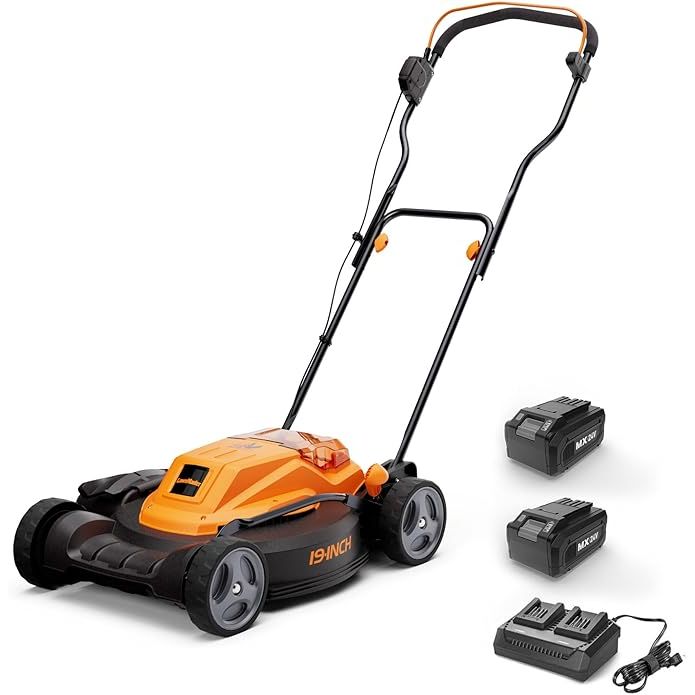 The LawnMaster CLMF4819X is a 48V MAX* 19-inch brushless cordless mower that comes equipped with 2X24V MAX* 4.0Ah batteries and a dual charger. This mower is designed for efficiency and convenience, with its brushless motor requiring less maintenance and providing a longer lifespan compared to traditional motors.