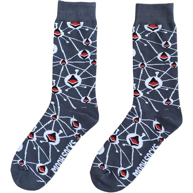 Ethereum Socks - ETH Socks - Fun Crypto Gifts - Novelty Socks for Men & Women - Unisex Block Chain Cryptocurrency Socks image