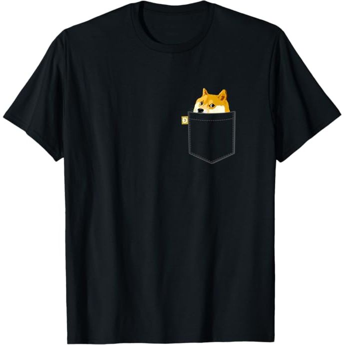 The Funny Doge Coin Shirt Faux Pocket Dogecoin Shiba Inu Dog T-Shirt is a fun and playful shirt featuring the popular Dogecoin logo and the iconic Shiba Inu dog. The design includes a faux pocket on the front with the Dogecoin logo in the center, giving the shirt a trendy and fashionable look.