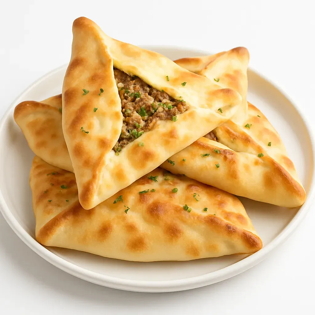 Delight in a taste journey to the Middle East with these delectable Fatay, or Arab Meat Empanadas, featuring a fragrant-spiced beef filling wrapped in soft dough, perfect for appetizers or gatherings.